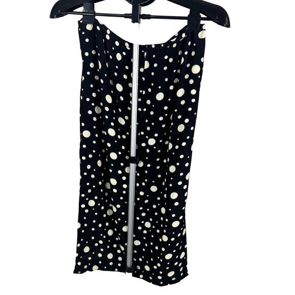 Vintage 80s Black Polka Dot Pencil Skirt Side Slits Pinup Rockabilly Midi Wiggle - Picture 6 of 15